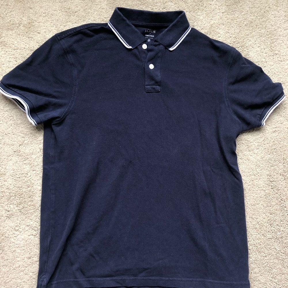 J Crew Pique Polo Shirt - Slim Fit - Navy - Size M